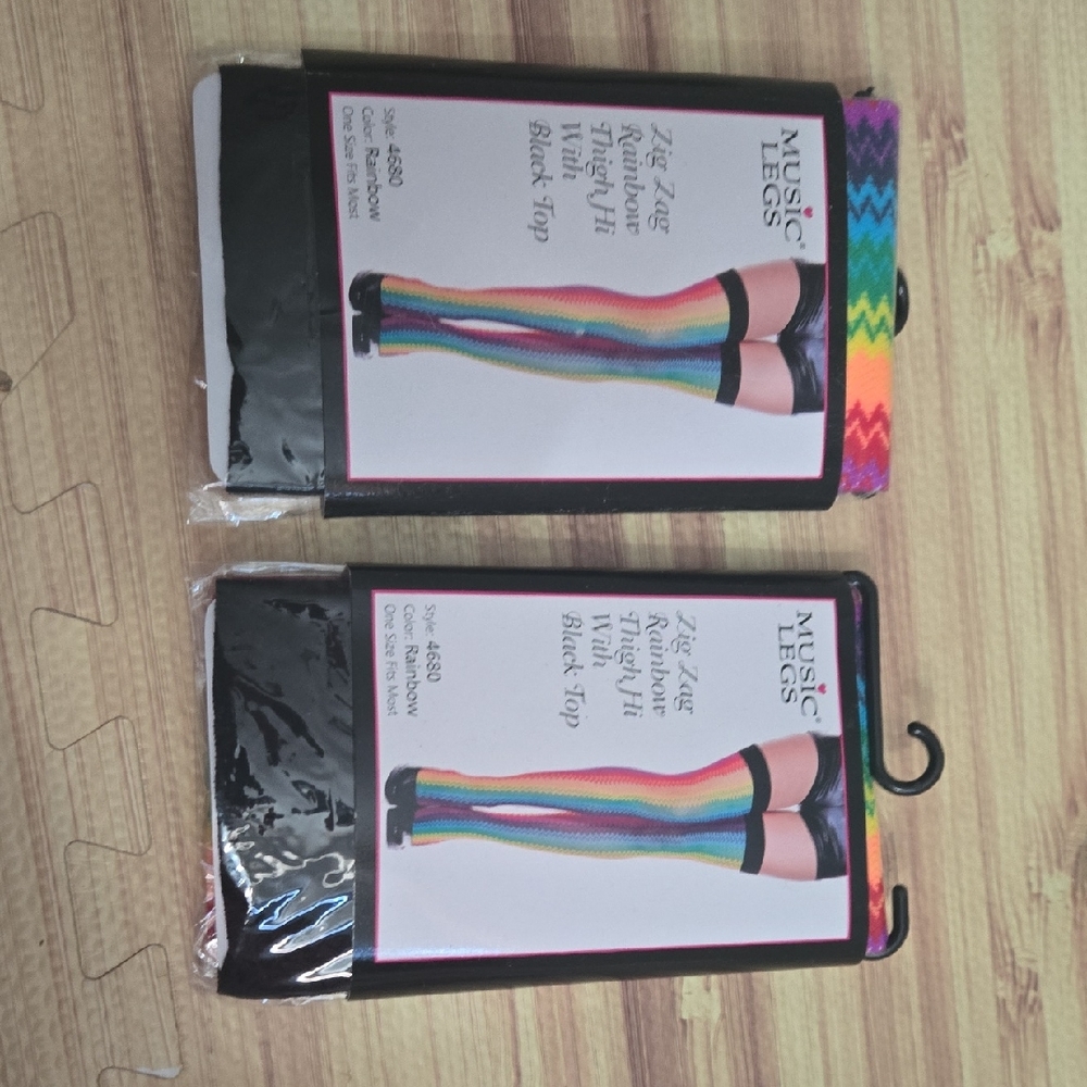 Music Legs Colorful Thigh High Socks with Black Top